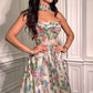 Andrea & Leo A1425 Long A-Line Strapless Corset Bodice Floral Print Gown