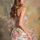 Andrea & Leo A1425 Long A-Line Strapless Corset Bodice Floral Print Gown