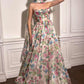 Andrea & Leo A1425 Long A-Line Strapless Corset Bodice Floral Print Gown