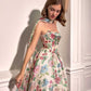 Andrea & Leo A1425 Long A-Line Strapless Corset Bodice Floral Print Gown