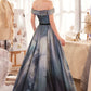 Andrea & Leo A1431 Dress Print Off The Shoulder Satin Ball Gown
