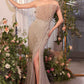 Andrea & Leo A1436 Dress Pleated Fan Bodice Fitted Pearl Gown