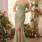 Andrea & Leo A1436 Dress Pleated Fan Bodice Fitted Pearl Gown