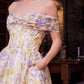 Andrea & Leo A1466 Dress Floral Printed Off The Shoulder A-Line Gown