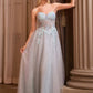 Andrea & Leo A1478 Strapless Sweetheart Boned Bodice Floral Applique Ball Gown