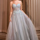 Andrea & Leo A1478 Strapless Sweetheart Boned Bodice Floral Applique Ball Gown
