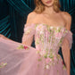 Andrea & Leo A1479 Long A-Line Off Shoulder 3D Floral Applique Gown