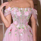 Andrea & Leo A1479 Long A-Line Off Shoulder 3D Floral Applique Gown