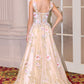 Andrea & Leo A1480 Long A-Line Floral Embroidered Straps Tulle Gown