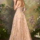 Andrea & Leo A1480 Long A-Line Floral Embroidered Straps Tulle Gown
