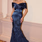 Andrea & Leo A1482 Luxe Satin Off the Shoulder Mermaid Gown