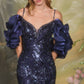 Andrea & Leo A1488 Removable Organza Sleeve Fitted Evening Gown