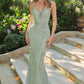 Andrea & Leo A1488 Removable Organza Sleeve Fitted Evening Gown