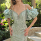 Andrea & Leo A1488 Removable Organza Sleeve Fitted Evening Gown