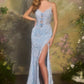 Andrea & Leo A1499 Ethereal Floral Lace Thigh High Slit Fitted Lace Gown