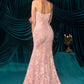 Andrea & Leo A1499 Ethereal Floral Lace Thigh High Slit Fitted Lace Gown