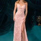 Andrea & Leo A1499 Ethereal Floral Lace Thigh High Slit Fitted Lace Gown