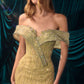 Andrea & Leo A1507 Off the Shoulder Cascading Sequin Fitted Gown