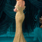 Andrea & Leo A1507 Off the Shoulder Cascading Sequin Fitted Gown