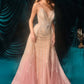 Andrea & Leo A1508 Fitted Layered Overskirt Ombre Pattern Formal Gown