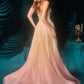Andrea & Leo A1508 Fitted Layered Overskirt Ombre Pattern Formal Gown