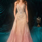 Andrea & Leo A1508 Fitted Layered Overskirt Ombre Pattern Formal Gown