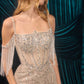 Andrea & Leo A1510 Fitted Gown Crystal Beadwork Sequin Motifs Cold Shoulder