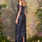 Andrea & Leo A1511 Fitted Column Dress Cold Shoulder Straps Sequin Motifs
