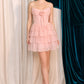 Andrea & Leo A1521 Strapless Layered Chiffon A-Line Mini Dress