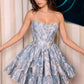 Andrea & Leo A1522 Fit and Flare Mini Floral Shimmer Dress