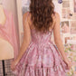 Andrea & Leo A1522 Fit and Flare Mini Floral Shimmer Dress