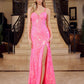 Nox Anabel A1583 Sleeveless V-Neck Fully Sequined Gown with Slit