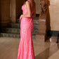 Nox Anabel A1583 Sleeveless V-Neck Fully Sequined Gown with Slit