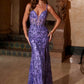 Nox Anabel A1583 Sleeveless V-Neck Fully Sequined Gown with Slit