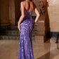 Nox Anabel A1583 Sleeveless V-Neck Fully Sequined Gown with Slit