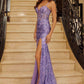 Nox Anabel A1583 Sleeveless V-Neck Fully Sequined Gown with Slit