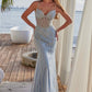 Nox Anabel A1586 Sheer Boned Waistline Fully Beaded Lace up Dress