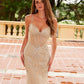 Nox Anabel A1586 Sheer Boned Waistline Fully Beaded Lace up Dress