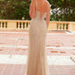 Nox Anabel A1586 Sheer Boned Waistline Fully Beaded Lace up Dress