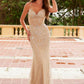 Nox Anabel A1586 Sheer Boned Waistline Fully Beaded Lace up Dress