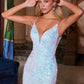 Nox Anabel A1587 Deep V-Neck Floral Sequined Tulle Dress
