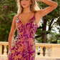 Nox Anabel A1587 Deep V-Neck Floral Sequined Tulle Dress