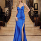 Nox Anabel A1588 Sleeveless Satin Sweetheart Neckline Dress with Slit