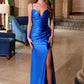 Nox Anabel A1588 Sleeveless Satin Sweetheart Neckline Dress with Slit