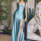 Nox Anabel A1588 Sleeveless Satin Sweetheart Neckline Dress with Slit