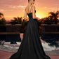 Nox Anabel A1748 Sweetheart Neck Plunging V-bodice Stretch Satin Dress
