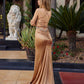 Nox Anabel A1751 Fitted Stretch Satin Open Strappy Back Prom Gown
