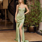 Nox Anabel A1751 Fitted Stretch Satin Open Strappy Back Prom Gown