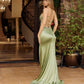 Nox Anabel A1751 Fitted Stretch Satin Open Strappy Back Prom Gown