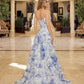 Nox Anabel A1752 Flowy Strapless A-Line Ruffled Layered Chiffon Prom Gown